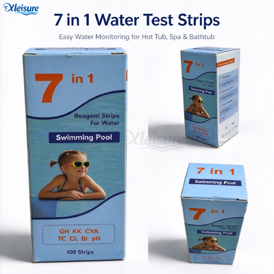 7 in 1 Water Test Strips, Hot Tub Spa Bath Tub Water Quality Check Strips, 100 Strips Per Bottle, Accessory for Spa & Bathtub